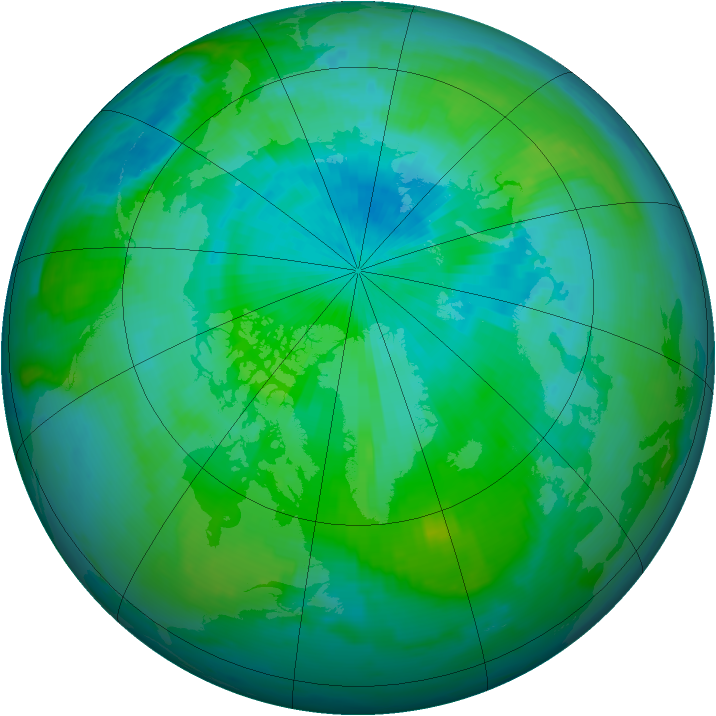 Arctic ozone map for 23 August 1997